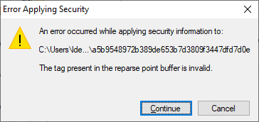 Reparse Point Buffer Is Invalid